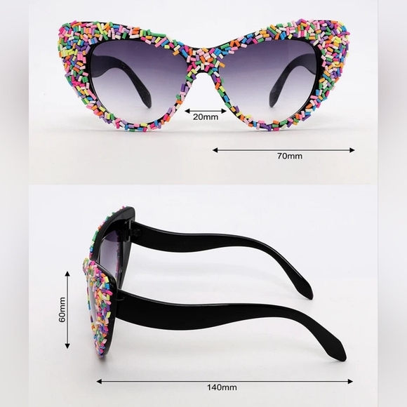 NEW Women's Sprinkle Cat Eye Fashion Sunglasses - Picture 11 of 11